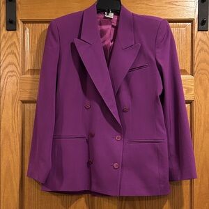 Austin Reed Women's Purple Worsted Wool Double Breasted Blazer Vintage Size 8